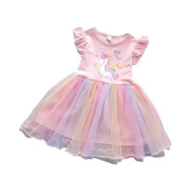 Imagem de Vestido De Festa De Verão Para Meninas Com Mangas Voando, Roupas Infan