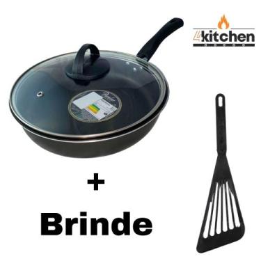 Imagem de Panela Frigideira Antiaderente Teflon em Preto N-22 + Brinde Cor:Preto