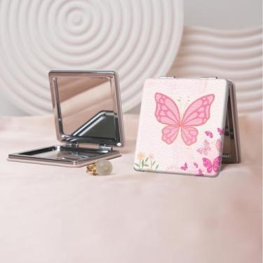 Imagem de Espelho de maquiagem portátil da série Millennium Y2K, mini espelho de maquiagem portátil dobrável, espelho de contorno quadrado portátil de dupla face, adequado para todos usarem em várias ocasiões