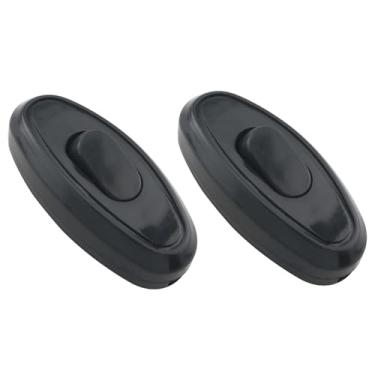 Imagem de ZZLZX 2 peças interruptor de botão 6 x 2,7 x 1,7 cm, cabo de alimentação reto para ventiladores, luminárias de mesa e pequenos eletrodomésticos, interruptor de controle de fio único, preto