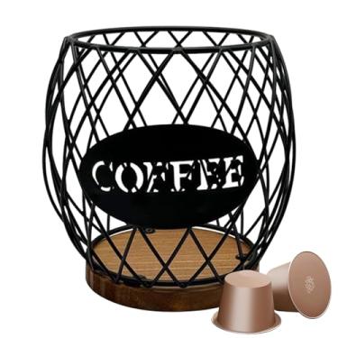 Imagem de Cesta de armazenamento de cápsulas de café | Acessórios de cozinha de recipiente de metal, organizador de cápsulas de café, para escritório em casa, hotel, despensa, casa de fazenda, dormitório