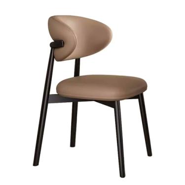 Imagem de Conjunto moderno de 2 cadeiras de jantar de madeira maciça de meados do século – Cadeira retrô de couro sintético para sala de jantar e cozinha