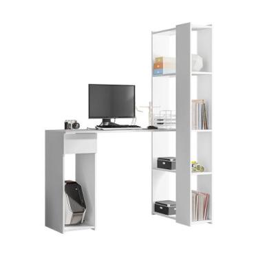 Imagem de Escrivaninha com Estante Dallas Branco - D'Rossi - DRossi