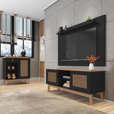 Imagem de Conjunto Sala Rack e Painel Safira com Aparador Rubi - Loja DoceLar, P