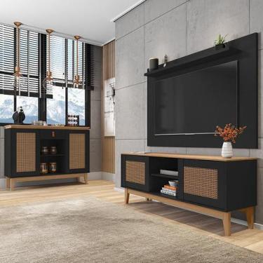 Imagem de Conjunto Sala Rack e Painel Safira com Aparador Diamante - Loja DoceLa