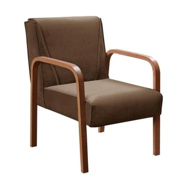 Imagem de Poltrona Decorativa Anita Cadeira Moderna Sala Recepção - Veludo Marrom 260