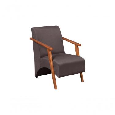 Imagem de Poltrona Venus 1 Lugar Braço Madeira Maciça Tecido Suede Unidecor Marrom
