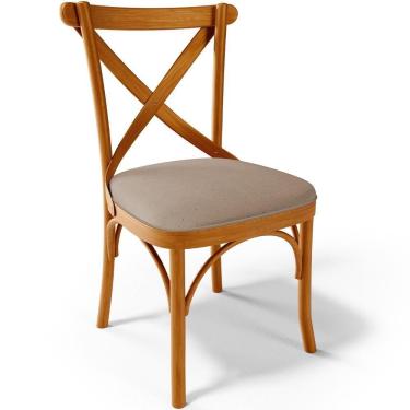 Imagem de Cadeira Para Sala De Jantar E Estar Living Estofada ávila L02 Linho Bege Escuro - Lyam