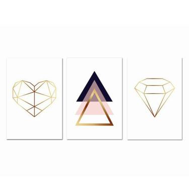 Imagem de Kit Placas Quadros 3 Peças Mdf 20x30 Joia Coração