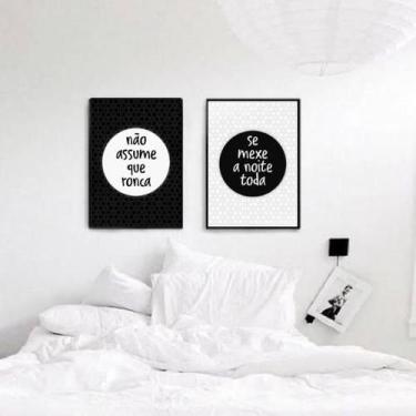 Imagem de Kit 2 Quadros Casal Ronca E Se Mexe 45X34Cm Preto - Quadros On-Line