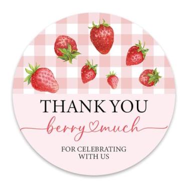 Imagem de Adesivos de chá de bebê Berry Sweet, adesivos de agradecimento de morango para envelopes doces lembrancinhas de festa de aniversário, 40 peças de lembrancinhas autoadesivas redondas de 5 cm -04