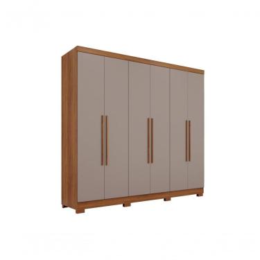 Imagem de Guarda Roupa Casal Coliseu 6 Portas De Bater 4 Gavetas Cinamomo-off White Sallêto Móveis