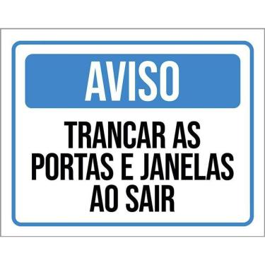 Imagem de Kit 10 Placa Acm Aviso Trancar Portas Janelas Sair 18X23