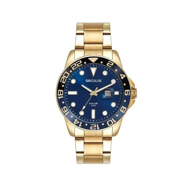 Imagem de RELÓGIO ANALÓGICO CALENDÁRIO AÇO SECULUS-Masculino