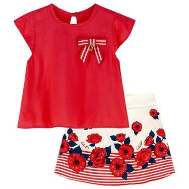 Imagem de Conjunto infantil menina vermelho -tamanho p 3 anos - GIRASSSOL
