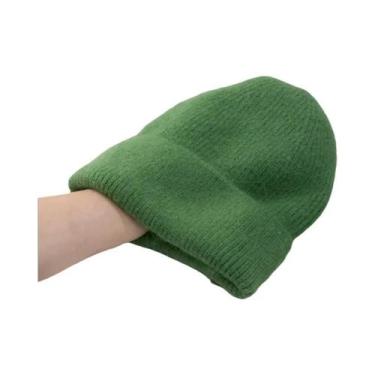 Imagem de Chapéu Feminino de Malha com Pele de Coelho - Quentinho para o Inverno