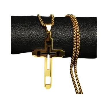 Imagem de Colar Choker Masculino Em Aço Inoxidável Cor Dourada, Joias De Moda Co