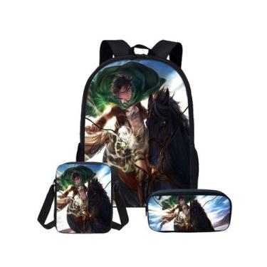 Imagem de Conjunto de mochilas escolares Attacks Titans Levi, 3 unidades para cr