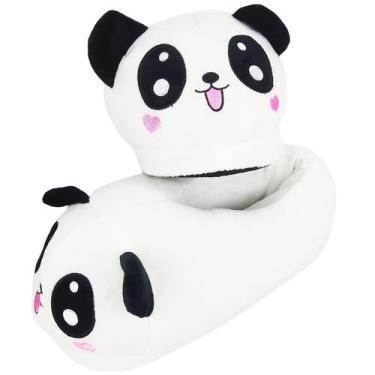 Imagem de Chinelos Cute Panda Warm Plush, antiderrapantes, para uso doméstico - 