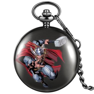 Imagem de Relógio de bolso Thors Hammer Quartz Retro para crianças com corrente 