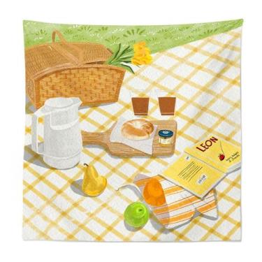 Imagem de Tapeçaria, piquenique, pintura em aquarela, 75x75cm, microtecido - yiw