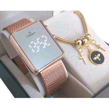 Imagem de Relógio Feminino Champion Original Led Digital Rosé Epelhado CH40080Z