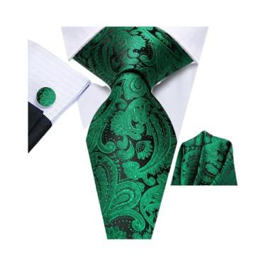 Imagem de Conjunto De Gravata, Abotoaduras E Lenço De Bolso Masculino Extra Long