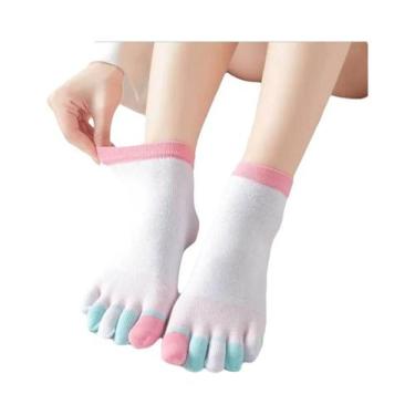 Imagem de Meias De Algodão Esportivas Femininas Com Dedos Separados, Cano Alto, 