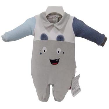 Imagem de Macacão Longo Plush Bebê Menino Inverno LeBhua Paraiso 13344, Cinza, M