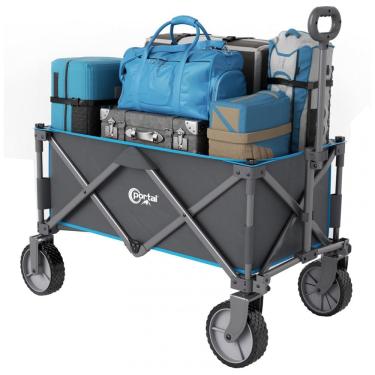 Imagem de Carrinho Dobrável para Camping e Jardim com Tecido Removível, Capacidade 100kg, PORTAL, Cinza e Azul