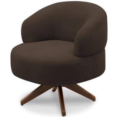 Imagem de Poltrona Decorativa Giratória Sala De Estar Living Seven F04 Veludo Marrom - Lyam Decor