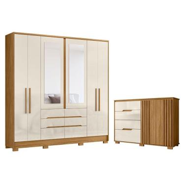 Imagem de Guarda Roupa Casal San Francisco 6 Portas 6 Gavetas MDP Freijó Off White Moval Móveis