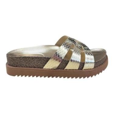Imagem de Chinelo Papete Feminino Moleca Slid Casual Conforto Antiderrapante Brilho Metalizado Tiras 5500.116-Feminino