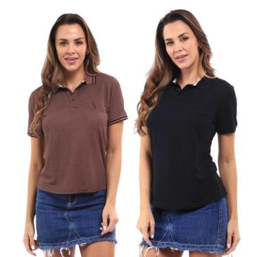 Imagem de Kit 2 Camisa Polo Feminina Piquet Viscose Casual-Feminino