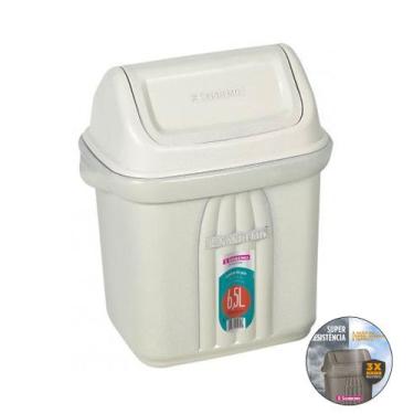 Imagem de Lixeira 6,5 Litros Com Tampa Basculante Áreas Externas Pia Cozinha Ban