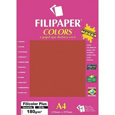 Imagem de Bloco de Papel A4 Filiperson Filipaper Colors Plus 180G para Convites e Trabalhos Artísticos 20 Folhas Vermelho