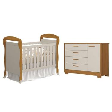 Imagem de Berço Americano Danny E Cômoda Com Porta Zaki Areia Savana Acetinado - Reller