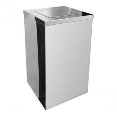 Imagem de Lixeira Inox Quadrada com Tampa Vai-vem 50L em Aço Inox Abertura Basculante para Ambiente Interno Inox