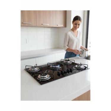 Imagem de Cooktop 5 Bocas Preto Vidro Trempe Aramada Acendimento Super - Congrat