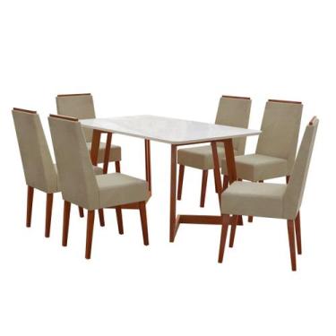 Imagem de Conjunto Sala De Jantar Madeira Maciça Com Vidro 6 Cadeiras Califórnia