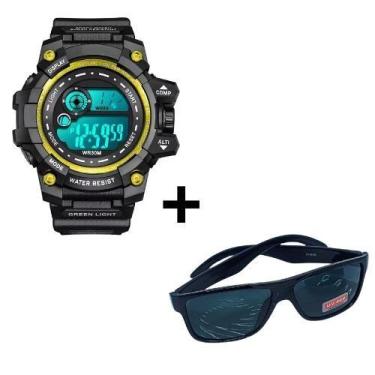 Imagem de Kit Relógio de Pulso Digital Display grande Masculino Esportivo estilo