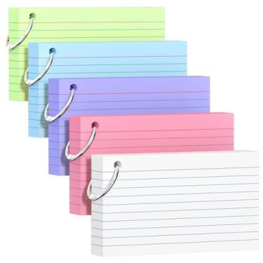 Imagem de Cartões de índice AILZFEI 250 un. 7,6 x 12,7 cm 180 g/m² 5 cores