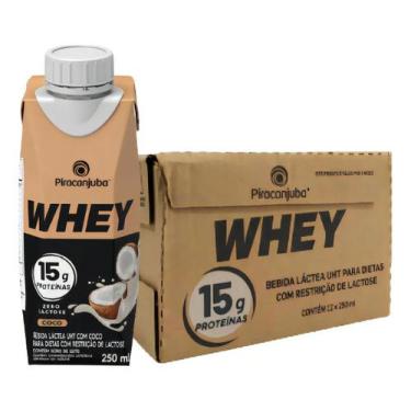 Imagem de Kit 12 Bebida Lactea Whey 15g Zl Piracanjuba Coco 250ml