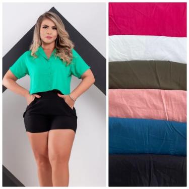 Imagem de Blusa de manguinha com 80% de algodão tecido linho tamanhos p m g - Ma