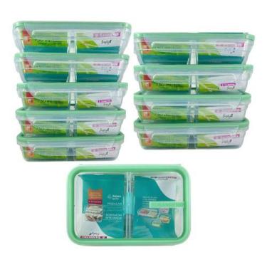 Imagem de Potes 730ml Divisórias Hermetico Marmita Fit Kit 10 Trava - SANREMO