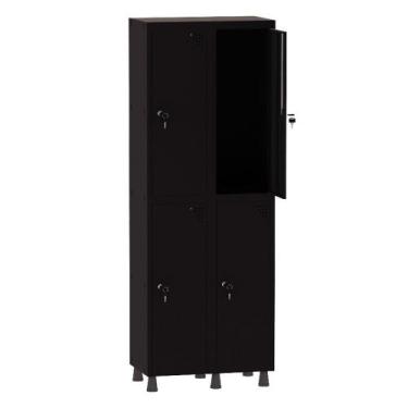 Imagem de Armário Guarda Volume Locker Roupeiro 2 Vãos 4 Portas Aço GRF502/4 Pre