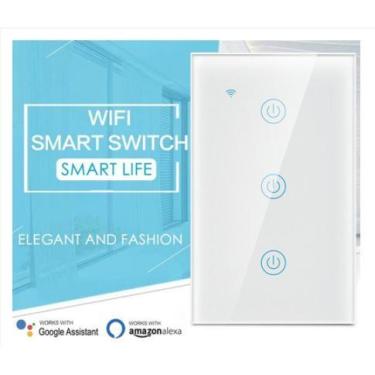 Imagem de 7 UNIDADES - Interruptor SMART 3 CANAIS WiFi Compatível com Alexa e Go