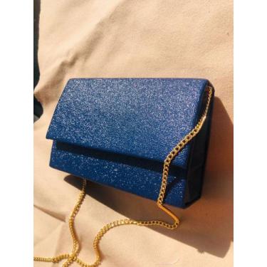 Imagem de Bolsa Mini com Corrente Dourada Transversal Feminina azul - Evidência
