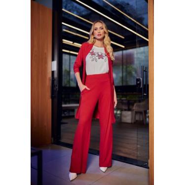 Imagem de Calça pantalona de malha  telha tamanho p - Di Lucky