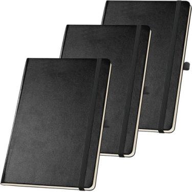 Imagem de Kit 3x Caderneta de Anotações 13,7x21cm 80 Fls Pautadas Preto - TopGet